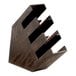 A Cal-Mil dark-stained oak wood countertop organizer with sections for cups and lids.