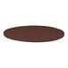 A close up of a Perfect Tables 42" round brown table top.