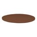 A brown circle table top with a smooth surface on a white background.