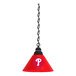 A black pendant light with a red and white Philadelphia Phillies logo.