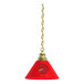 A Holland Bar Stool St. Louis Cardinals 1 light pendant with a red lamp shade and logo hanging from a chain.