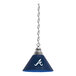 A blue lamp with a white Atlanta Braves logo on it.