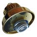 A brass pendant light with the San Francisco Giants logo on it.