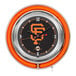 A Holland Bar Stool San Francisco Giants neon clock on a counter.