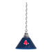 A blue pendant light with the Boston Red Sox logo on it.