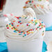 A cup of ice cream with Adourne Mini Bold Confetti Sequin Sprinkles.