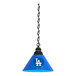 A blue Holland Bar Stool Los Angeles Dodgers 1-light pendant with a logo on it.