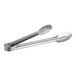 Choice 12" Heavy-Duty One-Piece Stainless Steel Scalloped Tongs with handles.