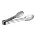 Choice stainless steel scalloped tongs with handles.