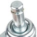 A metal MetroMax iQ swivel stem caster with a metal ring.