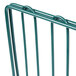 A close-up of a green Metroseal wire shelf divider with two bars.