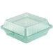 A jade green plastic GET Eco-Takeouts container with a lid.