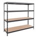 An AR Shelving boltless metal shelving unit with four shelves.