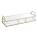 A white and gold rectangular metal display riser.