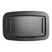 A matte black rectangular stainless steel baby changing station with a lid.