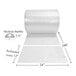 A white roll of Lavex medium bubble wrap with perforations and measurements.