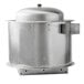 A large, cylindrical stainless steel commercial kitchen hood system.