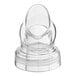 A clear plastic pour lid with a small hole.