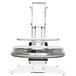 A white Proluxe Flex X1 manual pizza dough press with a round metal base.