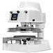 A white Proluxe Impact X1M pizza dough press with a black top and white base and a digital display.