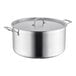 A Vigor SS3 Series stainless steel stock pot with a lid.