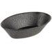 A charcoal polyethylene oval basket with a black rim.