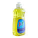 A bottle of Joy lemon scented dishwashing liquid with a label.