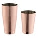 Two copper Barfly tumblers with a diamond lattice design.