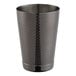 A Barfly black metal cocktail shaker with a textured pattern.