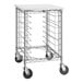 A Regency metal sheet pan rack with wheels and shelves.