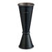 A black metal Barfly jigger with a silver rim.