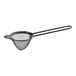 A Barfly black metal conical fine mesh strainer with a long handle.