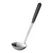 A Vollrath stainless steel ladle with a black Kool-Touch handle.