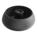 A black round knob with a nut for a condiment dispenser.