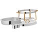 A Choice stainless steel and gold chafing dish on a table.