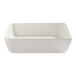 A white rectangular bowl with a white border.