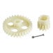 A Garde white plastic gear and metal bolt.