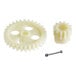 A white plastic Garde gear set with a screw.