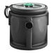 A black plastic container with a white lid.