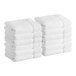 A stack of white Lavex Premium bath towels.