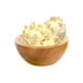 A wooden bowl of G.S. Gelato Lemon Sorbet.