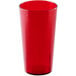 A red plastic cup on a white background.