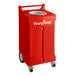 A red PourAway Cadet rectangular liquids disposal receptacle with wheels.