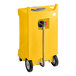 A yellow rectangular PourAway Cadet liquids disposal receptacle with wheels.