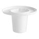 A white plastic flat bottom cone holder with holes.