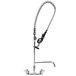 Equip by T&S 5PR-8W12-C Wall Mounted 35 3/4 inch High Pre-Rinse Faucet with 8 inch Adjustable Centers, Low Flow Spray Valve, 44 inch Hose, 12 inch Add-On Faucet, and 6 inch Wall Bracket