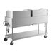 A stainless steel food cart with two shelves.