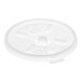 A Dart translucent plastic lid with a straw slot.