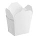 A case of Emperor's Select white microwavable take-out containers with lids.