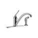 A Delta chrome single handle kitchen faucet.